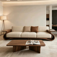 Muatkan imej ke dalam penonton Galeri, Nelson Black Walnut Boat Shape Solid Wood Sofa

