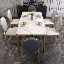 Load image into Gallery viewer, Arabella Marble Slate Gold Frame Dining Table 1.2m to 1.8m
