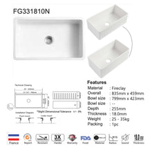 Muatkan imej ke dalam penonton Galeri, CAVARRO Fireclay Round &amp; Line Kitchen Sink [White] FG241810N/FG301810N/CFS331810
