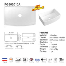 Muatkan imej ke dalam penonton Galeri, CAVARRO Fireclay Curve Kitchen Sink [White] CF241910/CF332010/CF3322110D/FG332010A/FG332010AD
