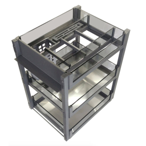 MIRAI Aluminium Glass 3 Layer Multifuction Storage Under Mount Soft Close Pull Out Basket