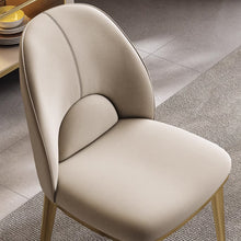 将图片加载到图库查看器，Newman Leather Gold Grey Leg Dining Chair

