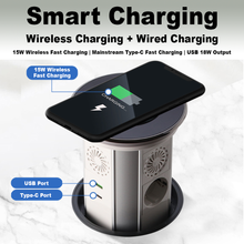 Muatkan imej ke dalam penonton Galeri, Smart Pop-Up Desk Socket – Waterproof 16A EU Outlet with Electric Lift
