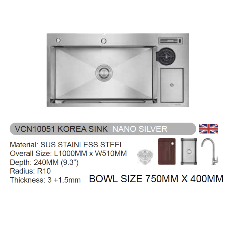 VULCANO SUS304 Stainless Steel Korea Sink Nano