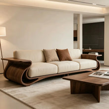 Muatkan imej ke dalam penonton Galeri, Nelson Black Walnut Boat Shape Solid Wood Sofa
