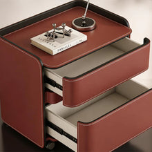 Load image into Gallery viewer, Hilario Soft Padding Leather Bedside Table With Wheels
