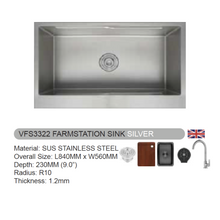 将图片加载到图库查看器，VULCANO SUS304 Stainless Steel Farmstation Sink
