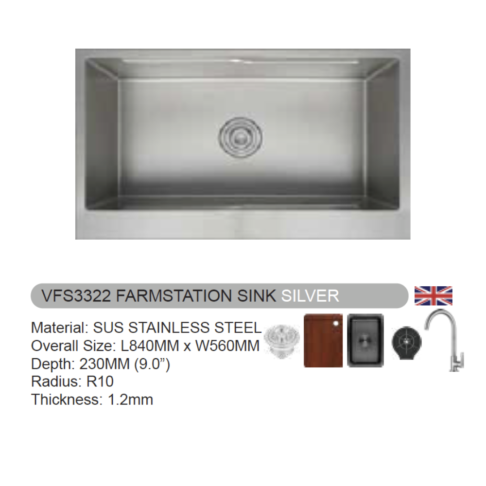 VULCANO SUS304 Stainless Steel Farmstation Sink