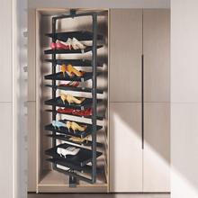 Muatkan imej ke dalam penonton Galeri, MIRAI Rotary Shoe Rack With Soft Close Slide (Dark Grey)
