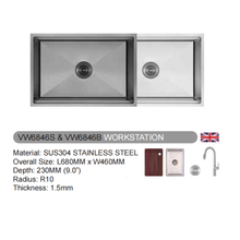 Muatkan imej ke dalam penonton Galeri, VULCANO SUS304 Stainless Steel Workstation [VW6046/VW8646/VW7546/VW8046]
