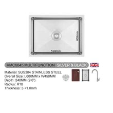 Muatkan imej ke dalam penonton Galeri, VULCANO SUS304 Stainless Steel Multifunction Sink [VMC5045/VMC6045/VMC6845/VMC7545]
