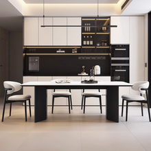 Muatkan imej ke dalam penonton Galeri, Blevins White Black Sintered Stone Dining Table Set
