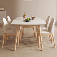 Muatkan imej ke dalam penonton Galeri, Wayne Slate Top With Wood Leg Dining Table 1.2m to 1.6m
