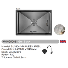 Muatkan imej ke dalam penonton Galeri, VULCANO SUS304 Stainless Steel Nano Sink Handmade Kitchen Sink [VNHC4046/VNHC5046/VNHC6046/VNHC7046/VNHC8046]
