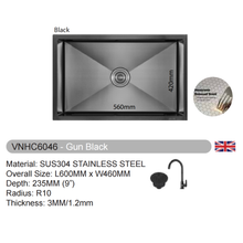 Muatkan imej ke dalam penonton Galeri, VULCANO SUS304 Stainless Steel Nano Sink Handmade Kitchen Sink [VNHC4046/VNHC5046/VNHC6046/VNHC7046/VNHC8046]
