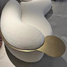 Muatkan imej ke dalam penonton Galeri, Karis Italian Curved Pea Fabric Sofa With Tray Table
