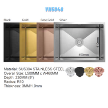 Muatkan imej ke dalam penonton Galeri, VULCANO SUS304 Stainless Steel Nano Sink Handmade Kitchen Sink
