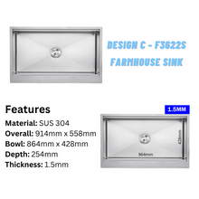 Load image into Gallery viewer, LEVANZO Farmhouse Sink
