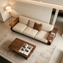 Muatkan imej ke dalam penonton Galeri, Nelson Black Walnut Boat Shape Solid Wood Sofa
