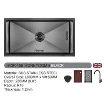 Muatkan imej ke dalam penonton Galeri, VULCANO SUS304 Stainless Steel Honeycomb Sink [HC8045S/HC8045G/HC8045B/HC8045RG]
