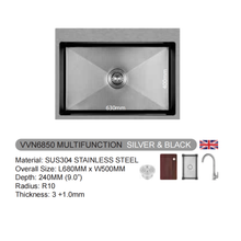 Muatkan imej ke dalam penonton Galeri, VULCANO SUS304 Stainless Steel Multifunction Sink [VVN5050/VVN6050/VVN6850/VVN7550]
