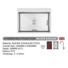 Muatkan imej ke dalam penonton Galeri, VULCANO SUS304 Stainless Steel Multifunction Sink [VVN5050/VVN6050/VVN6850/VVN7550]
