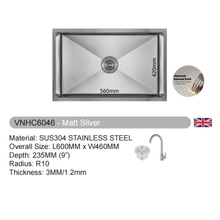 Muatkan imej ke dalam penonton Galeri, VULCANO SUS304 Stainless Steel Nano Sink Handmade Kitchen Sink [VNHC4046/VNHC5046/VNHC6046/VNHC7046/VNHC8046]
