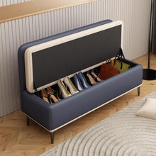 将图片加载到图库查看器，Murphy Back Rest Dual Tone PU Leather Storage Bench
