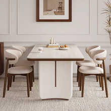 Muatkan imej ke dalam penonton Galeri, Taya Traditional Style Solid Wood with Sintered Stone Slab Dining Table

