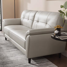 Muatkan imej ke dalam penonton Galeri, Tapia Cowhide Leather Curve Side Arm Latex Sofa
