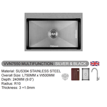Muatkan imej ke dalam penonton Galeri, VULCANO SUS304 Stainless Steel Multifunction Sink [VVN5050/VVN6050/VVN6850/VVN7550]
