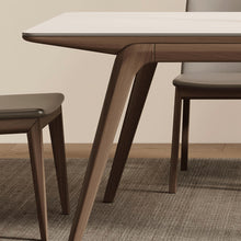 Load image into Gallery viewer, Leach Glossy Sintered Stone Top With Solid Wood Base Dining Table
