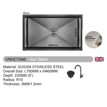 Muatkan imej ke dalam penonton Galeri, VULCANO SUS304 Stainless Steel Nano Sink Handmade Kitchen Sink [VNHC4046/VNHC5046/VNHC6046/VNHC7046/VNHC8046]
