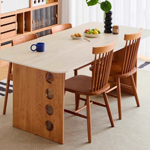 Muatkan imej ke dalam penonton Galeri, Taya Traditional Style Solid Wood with Sintered Stone Slab Dining Table
