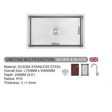 Muatkan imej ke dalam penonton Galeri, VULCANO SUS304 Stainless Steel Multifunction Sink [VMC5045/VMC6045/VMC6845/VMC7545]
