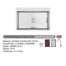 Muatkan imej ke dalam penonton Galeri, VULCANO SUS304 Stainless Steel Multifunction Sink [VVN5050/VVN6050/VVN6850/VVN7550]
