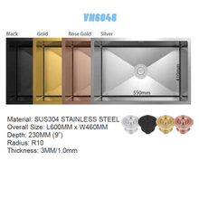 将图片加载到图库查看器，VULCANO SUS304 Stainless Steel Nano Sink Handmade Kitchen Sink
