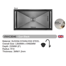 Muatkan imej ke dalam penonton Galeri, VULCANO SUS304 Stainless Steel Nano Sink Handmade Kitchen Sink [VNHC4046/VNHC5046/VNHC6046/VNHC7046/VNHC8046]

