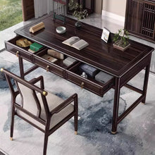 将图片加载到图库查看器，Gillespie Chinese Style Ebony Wood Study Work Desk
