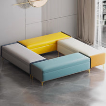 Muatkan imej ke dalam penonton Galeri, Cain Luxury Gold Legs Designer Storage Bench
