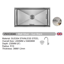Muatkan imej ke dalam penonton Galeri, VULCANO SUS304 Stainless Steel Nano Sink Handmade Kitchen Sink [VNHC4046/VNHC5046/VNHC6046/VNHC7046/VNHC8046]

