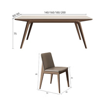 Load image into Gallery viewer, Leach Glossy Sintered Stone Top With Solid Wood Base Dining Table
