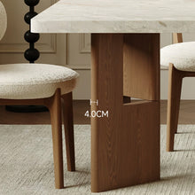 Load image into Gallery viewer, Alvarado Overhanging Sintered Stone Top With Wood Design Base Dining Table
