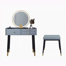 Muatkan imej ke dalam penonton Galeri, Carla Minimalist Glass Top Dressing Table Set 0.6m to 1.2m
