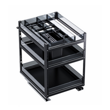 将图片加载到图库查看器，MIRAI Three Layer Double Deck Basket With Undermount Soft Closing Slide - Dark Gery
