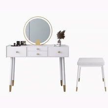 Muatkan imej ke dalam penonton Galeri, Carla Minimalist Glass Top Dressing Table Set 0.6m to 1.2m
