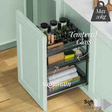 Load image into Gallery viewer, MIRAI Three Layer Double Deck Basket With Undermount Soft Closing Slide - Dark Gery
