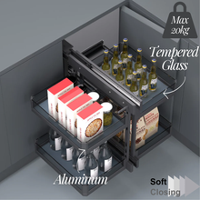 Load image into Gallery viewer, MIRAI Magic Corner Basket With Soft Closing Slide - Dark Grey
