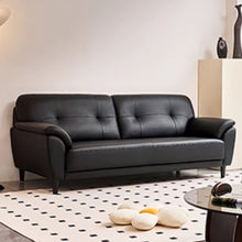 Muatkan imej ke dalam penonton Galeri, Tapia Cowhide Leather Curve Side Arm Latex Sofa
