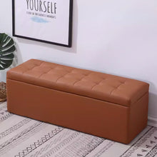 将图片加载到图库查看器，Catrin PU Leather Storage Bench Shoe Seat
